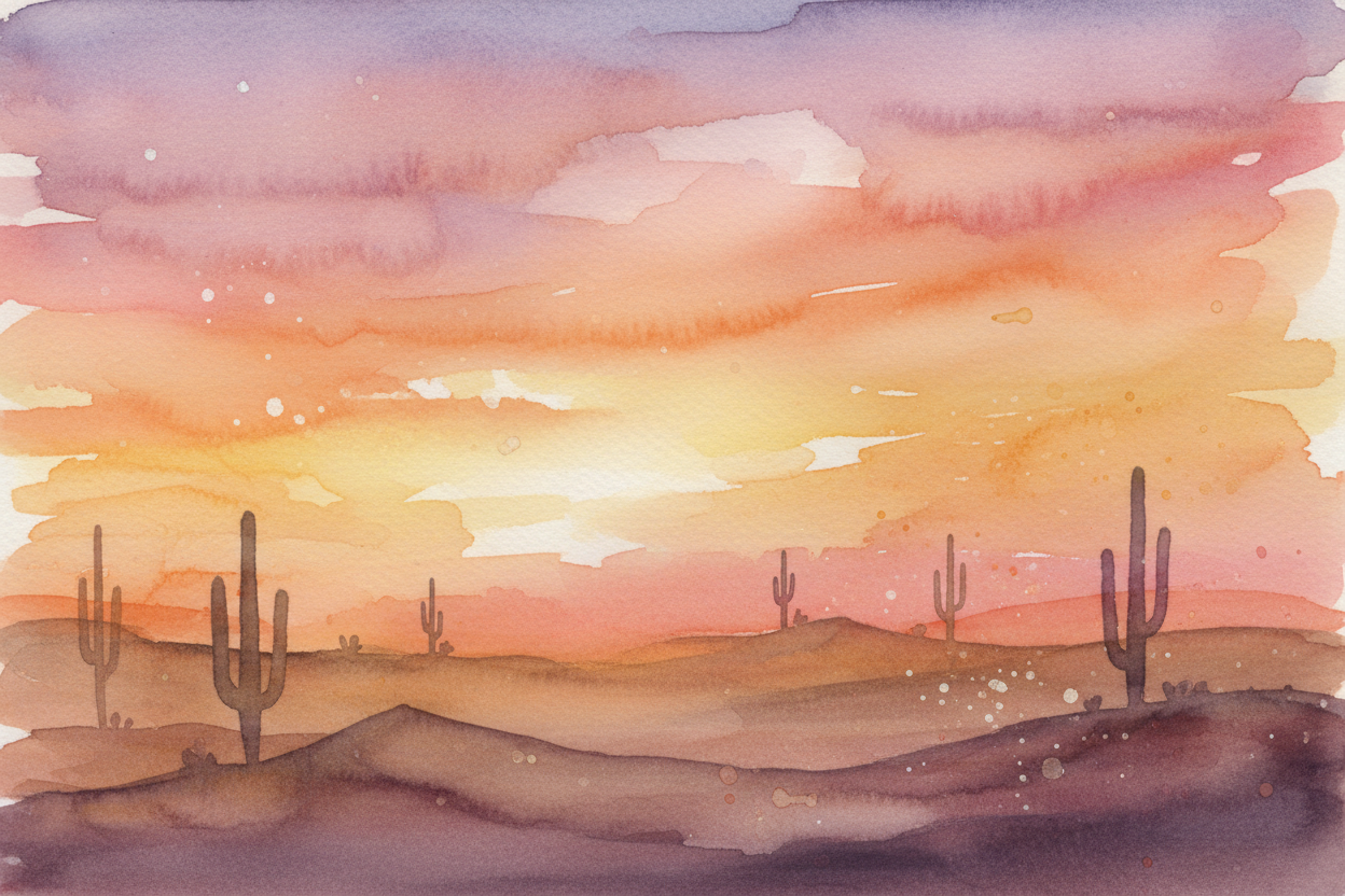 Desert sunset water colors soft